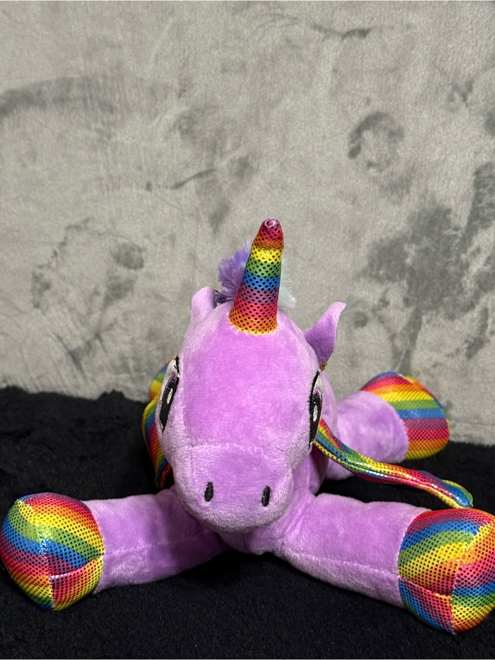 Caravan Softoys Purple Rainbow Unicorn Plush Stuffed Animal